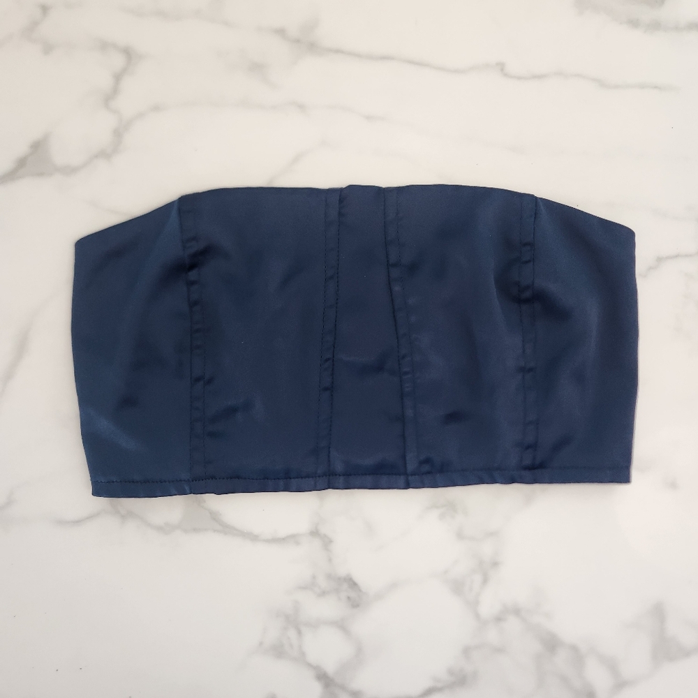 Valija Gitana Midnight Blue Strapless Bandeau Top Size Medium - Picture 8 of 15